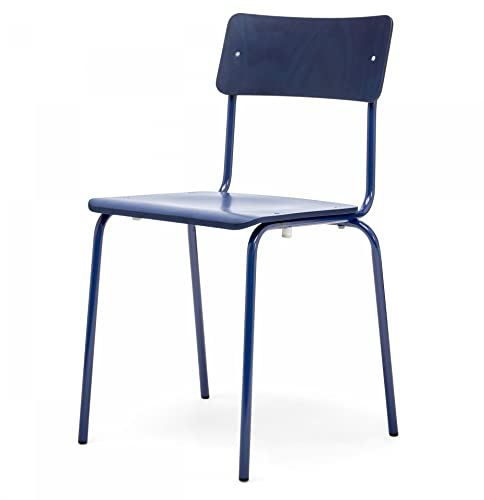 Modulor Stahlrohrstuhl Comeback 041, stapelbarer Stuhl mit 45 cm Sitzhöhe und 78 cm Gesamthöhe, Breite x Tiefe: 40 cm x 40 cm, EIN DDR-Klassiker in dunkelblau gebeizt, lackiert (dunkelblau)