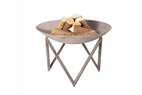 ADGO Triangle Gartenbrenner Heizung Gartengrill Moderner Brenner auf 3 geometrischen Beinen Halbflache Schale Abnehmbarer Rahmen (560 x 490 mm, Unbemalt)