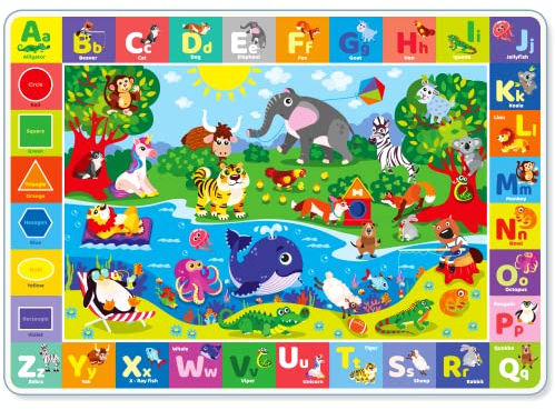 QUOKKA Baby Spielmatte für Boden Plüsch ABC Spielmatte für Kleinkinder und Säuglinge - Großer gepolsterter Rutschfester Teppich für Babys Krabbeln und Spielen