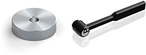 Reloop RP Puck - passend für alle Plattenspieler, zum Abspielen von 7 Platten mit großem Mittelloch, Silber, 203008 & Pro-Ject Clean it Karbonfaser Nadelbürste