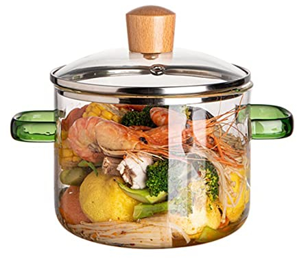 MaoYuanX - Ollas de vidrio transparente para cocina, olla de vidrio mejorada más gruesa y pesada para cocinar ramen, avena y otros platos