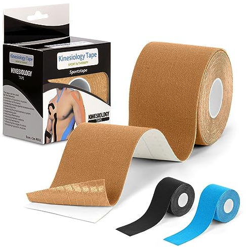 ACWOO Kinesiologie Tape Classic, Kinesio Tape Beige 5 cm x 5 m, Wasserfestes Kinesiologie Tapes, Kinesiotapes, Medizinisches Tape für Profi Physio Tape und Sporttape, Beige*1