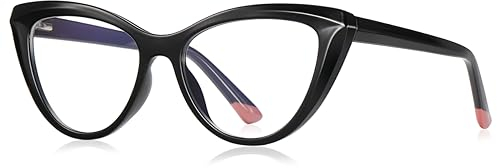 kachawoo Blaues Licht Blocking Gläser für Frauen Cat Eye Gläser Rahmen TR90 Rahmen Brillen Mode (black with clear)