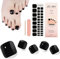 Semi Cured Gel Nail Strips, 32 Pcs Black Toenail Sticker, Full Wraps Adhesive, Pedicure Set with Nail File & Stick (UV/LED Lamp Required)