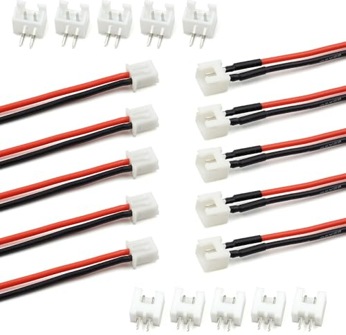 JST-XH - 5 pares de conectores macho y hembra de 2,54 mm, 2 pines, 1S, con cables de silicona de 20 cm para impresora 3D Woodland Just Plug Lights