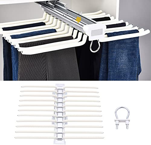 22 HosenbüGel Ausziehbarer KleiderbüGelhalter Hosenauszug Hosen Ausziehbar AufhäNger SchrankzubehöR Aus Stahl Multifunktionale HosenstäNder Hosenhalter Erweiterbar FüR Kleiderschrank Beige Mit Arme