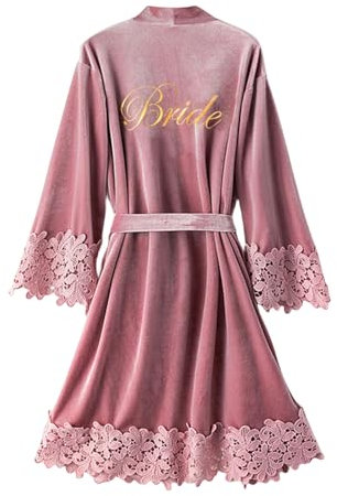 TEidea Accappatoio Donna Abito da Sposa Damigella d'Onore del Pizzo Dell'Accappatoio, Pigiama dell'Abbigliamento Domestico, Camicia da Notte delle Donne-Sposa - P-M