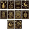 CREATCABIN 10 Stück Tarot-Leinwand-Kunst,Leinwanddruck,Wandbilder,Katze,Schlange,Libelle,Mond,Lotus,Motte,Mystischer Druck,Poster,Kunstwerk,Wanddekoration,Faseröl Für Zimmer,25x20cm,Ungerahmt