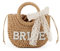 Ynport Crefreak Damen Braut Stroh Umhängetasche Handgewebte Umhängetasche Strass Brief Patches Handtasche Junggesellenabschied Flitterwochen Hochzeit Braut Dusche Geschenk, Braun BRIDE