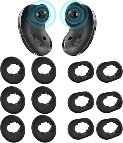 6 Pairs Earbuds Ear Tips Silicone Black Small and Large Size Earplugs Wireless Bluetooth Anti-Slip Wingtips Galaxy Earbuds Rubber Tips for Samsung Galaxy Buds Live 2020 Replacement Accessories