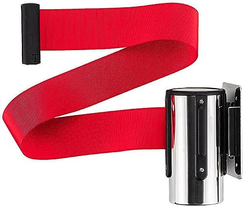 Barrera de Cinta de Color retráctil, Cinta de precaución montada en la Pared de Cola de Seguridad de acero Inoxidable, Cinta retráctil para Control de multitudes (Color: