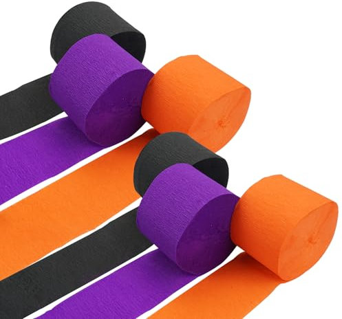 6 Rollen Krepppapier Bunt, Kreppbänder Luftschlangen Feier Dekoration Halloween, Rollen Krepppapier, Party Kreppbänder Rolle, Krepppapier Luftschlangen Dekoration Halloween, Jeweils 4.5cmx22m