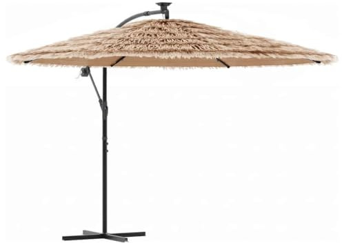 vidaXL Sombrilla de jardín con LEDs poste acero marrón 269x269x235 cm