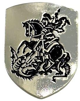Tempelritter St Georg & Drachen Kreuzfahrer Metall Anstecknadel Pin Brosche (Silber)