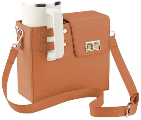 BBIQI Women's Outdoor Stanley Cup Carrier Bag, Brown, 9.06 x 3.94 x 9.25 inches