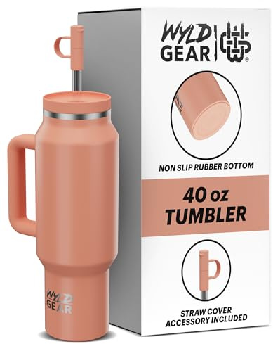 Wyld Gear - Wyld Syde Travel Tumbler 40 oz (1200 ml), Blush | Heiß & Kalt | Isolierflasche mit bruchfestem Strohhalm | geeignet für Getränkehalter | auslaufsichere Thermosflasche | BPA-frei