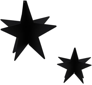 Spetebo Metall Deko Stern schwarz im 2er Set – 14 und 8 cm – Weihnachtsdeko Sterne - Advent Weihnachts Dekoration Tischdekoration Fensterdekoration