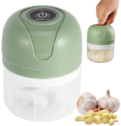 Hachoir Électrique à Oignons et Ail, 250ml Rechargeable USB, Multifonction pour Viande, Légumes et Noix, Couleur Verte