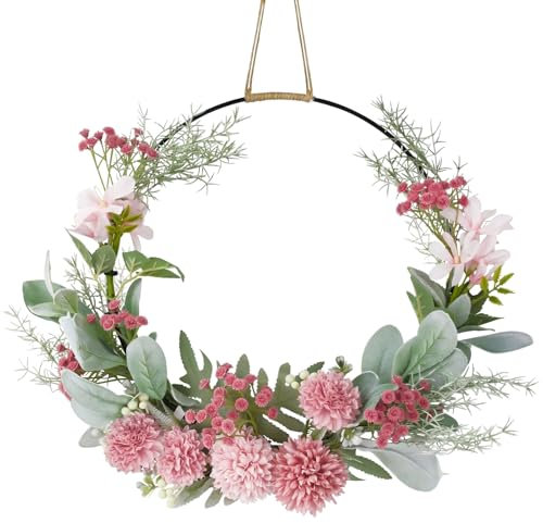 NZZVNZ Ghirlanda per Porta Corona di Fiori per Porta, 40cm Ghirlanda per Porte con Artificiali, Ghirlanda Decorativa da Tavolo, Ghirlanda Floreale Primaverile per Matrimoni, Soggiorno, Matrimonio