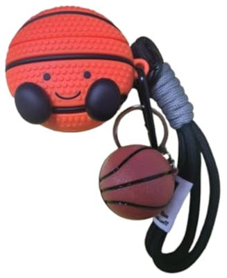 GULVQYF Custodia per auricolari AirPods 4 per ragazzi e uomini, divertente design creativo basket cover in silicone con portachiavi sferico per AirPods 4a generazione arancione
