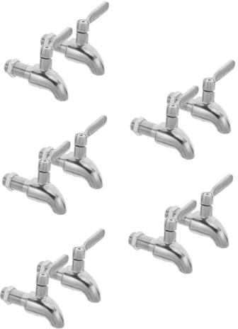 OUNONA 5 Sätze Wasserhahn Getränkespender Edelstahlhahn Für Getränke Lebensmittelechter Ausguss Glasbehälter Trinkwasser Wasserkrug Zapfen Ersatzzapfen Rostfreier Stahl Silver 2 Stück * 5