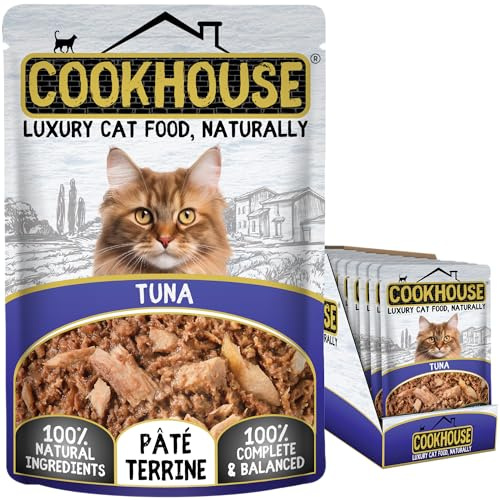 COOKHOUSE 100% Natural & Complete Luxury Wet Cat Food - Tuna Loin - Pate Terrine - 18 x 70g Pouches