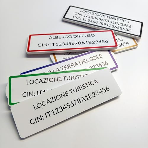Targhetta personalizzata codice CIN, targhetta per locazione turistica, per strutture ricettive, case vacanza (integrazione CIR), Targa cin personalizzate per casa vacanze con locazione turistica