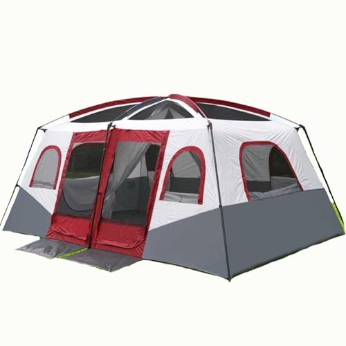 FMBLDM Zelt für 8 Bis 12 Personen Campingzelt Großes Familienzelt 2 Schlafzimmer 2 Türen Doppelschichtiges Outdoor-Zelt Wasserdicht Winddicht für Familiencamping Einfache Installation A,8-12 People