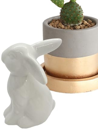 Keramik Hasen Statue - Porzellan Osterhasen Figur, Hasenfigur Aus Keramik | Rabbit Dekoration Skulptur Weiße Bunny Figuren, Osterhasenskulptur Als Schreibtischdeko Für Esstisch, Abgestuftes Tablett