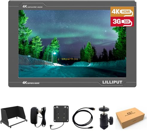 LILLIPUT FS7 7 pulgadas Cámara Field Monitor Full HD 1920x1200 IPS Cámara Monitor con forma de onda, Vectorscopo e Histograma, 4K HDMI & 3G-SDI Entrada/Salida – DSLR Monitor für Regisseure und