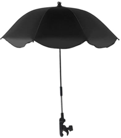 Oshhni Sombrillas para silla de playa, cochecito, sombrilla, abrazadera ajustable de 360°, resistente al desgarro, para terraza, viajes, patio, pesca al aire, Negro
