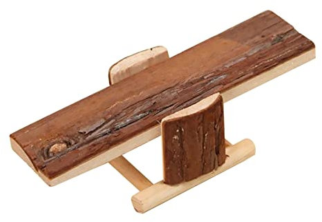 PENIKOKO Natural Wood Seesaw Toy for Hamsters Small Animal Cage Pet Mental Health Pet Molar Toy