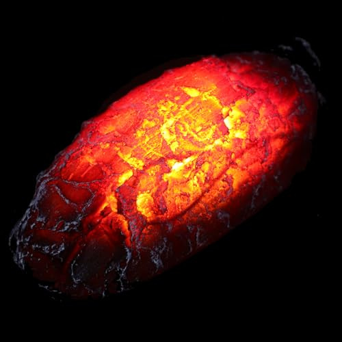 POPETPOP Lampada a Fiamma Finta Realistica a Carbone Effetto Brace, Lampada da Tavolo a Batteria Fiamme di Fuoco Artificiali per Decorazione Ambienti Interni e Atmosfera Accogliente