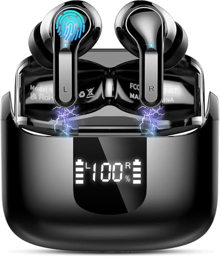 Ordtop Bluetooth 5.4 Kopfhörer in Ear Kopfhörer Kabellos, 6D-Stereo Earbuds | 50Std Tiefer Bass ENC Noise Cancelling Headphones, 3g Mini USB-C Ohrhörer Sport, IP-X7 Wasserdicht Headset für Android iOS
