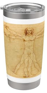 Der vitruvianische Mann (Uomo Vitruviano) von Leonardo da Vinci Doppelwandiger Edelstahl-Thermobecher