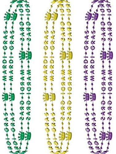 Amscan 390885AM 6 St-ck Crown Mardi Gras Beads 32 in.
