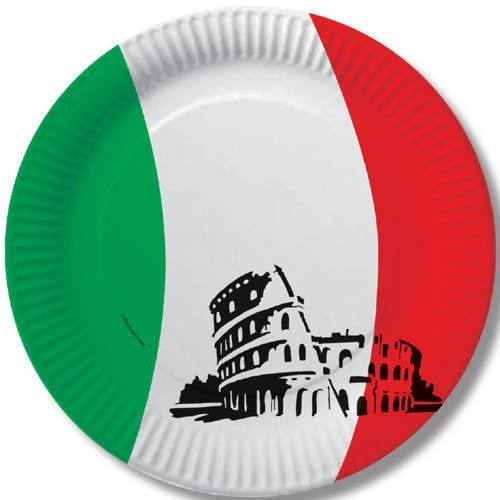 DH-Konzept 10 Teller * Italien * für Party und Geburtstag Pappteller Partyteller Party Fete Set Italy Italienische Nacht Grün Weiß Rot