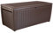 Keter Sumatra Auflagenbox, Kissenbox für draußen, 511 L, wetterfest, Deckel mit Gasdruckfeder, Außenmaße:145x73x64 cm, Sitzgelegenheit für 2 Personen, Braun