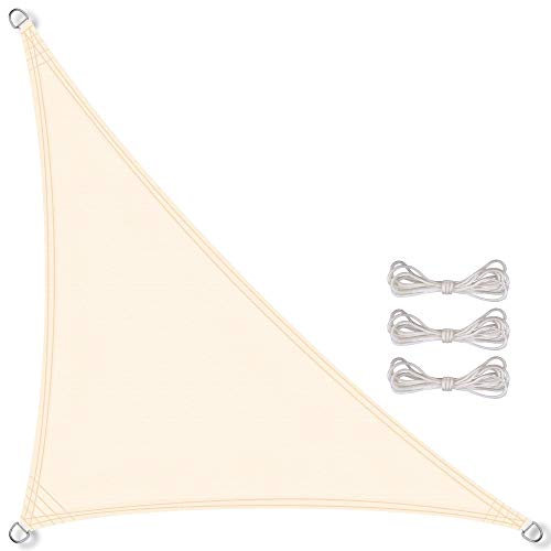 CelinaSun Sonnensegel wasserdicht PES Dreieck rechtwinklig 4,2x4,2x6m Creme weiß UPF 50+ Premium Sonnenschutz inkl Befestigungsseile