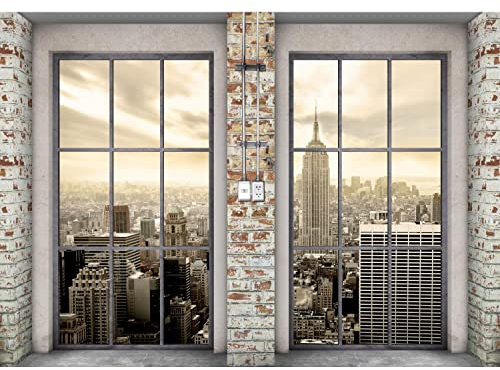 Runa Art Papel tapiz fotográfico Ventana Nueva York 352 x 250 cm Lana Fondo De Pantalla XXL Moderna Decoración De Pared Sala Cuarto Oficina Salón beige 9345011c