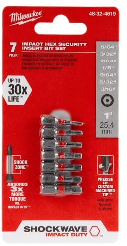 Milwaukee Shockwave 7-Piece Hex Security Insert Impact Screwdriver Bit Set