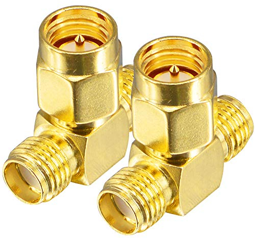 YILIANDUO RF Koaxialadapter SMA Stecker auf Dual SMA Buchse T-typ T-Stecker Splitter Antennenkonverter 2er-Pack