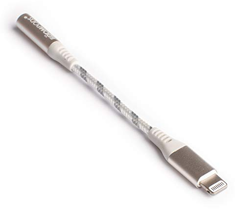 Boompods Audioline Apple MFI Certified - Lightning auf 3,5mm Kopfhörer Adapter, iPhone auf AUX Adapter für kabelgebundene Kopfhörer, robust und langlebig, Audio Klinke Adapter 10.8cm, Titan