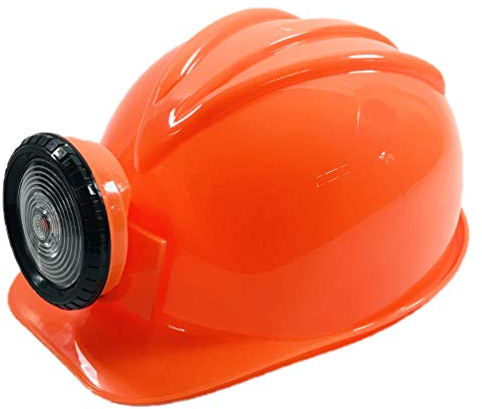 BUSDUGA 2826 Kinder Bauhelm orange mit LED-Stirnlampe