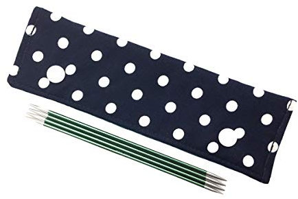 Nadelgarage/Needle Safe/Nadeltasche - für Nadelspiel 15cm - Punkte/Dots - dunkelblau