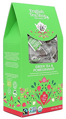 English Tea Shop Organic Green Tea & Pomegranate Tea (15 Pyramids), 30 g