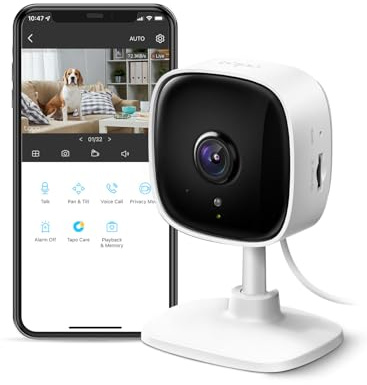 TP-Link Tapo 1080P Indoor Security Camera for Baby Monitor, Dog Camera w/Motion Detection, 2-Way Audio Siren, Night Vision, Cloud & SD Card Storage, Works w/Alexa & Google Home (Tapo C100)