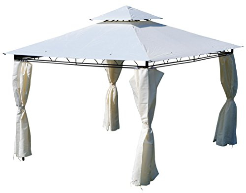 ALEOS. AS-S Garten Pavillon Gartenpavillon 3x3 Meter, Dach 100% WASSERDICHT UV30+ 9m² mit 4 Vorhängen quadratisch