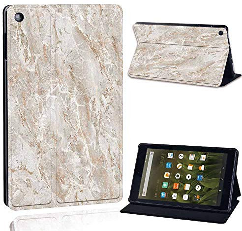 FINDING CASE Fit Amazon Fire HD 8 (6th 7th 8th Gen) Tablet - Printed PU Flip Leather Smart Lightweight Shell Stand Cover Case for Fire HD 8 (6th 7th 8th Gen) (beige marble)