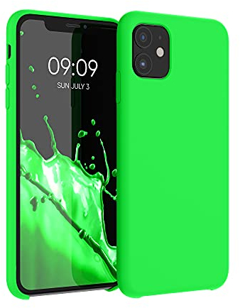 kwmobile Hülle kompatibel mit Apple iPhone 11 Hülle - Silikon Handy Case - Handyhülle weiche Oberfläche - kabelloses Laden - Neon Grün